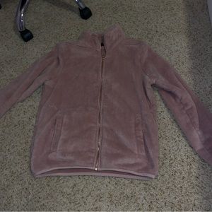 rose gold volcom fuzzy zip up